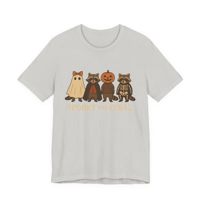 T-shirt "Raton laveur effrayant", T-shirt Halloween drôle à motifs, T-shirt vintage automne mignon, T-shirt tendance femme pour Halloween, T-shirt "Raton laveur sauvage"