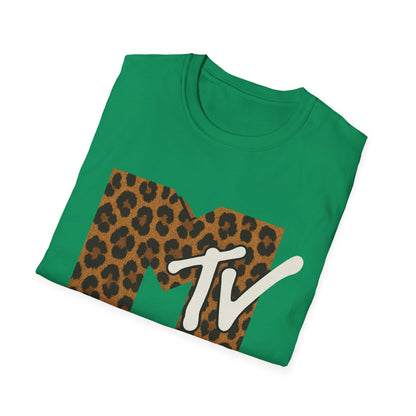 T-shirt graphique rétro MTV imprimé léopard vintage Télé musique Années 80 90 Tee-shirt de groupe unisexe Chemise rock imprimé animal