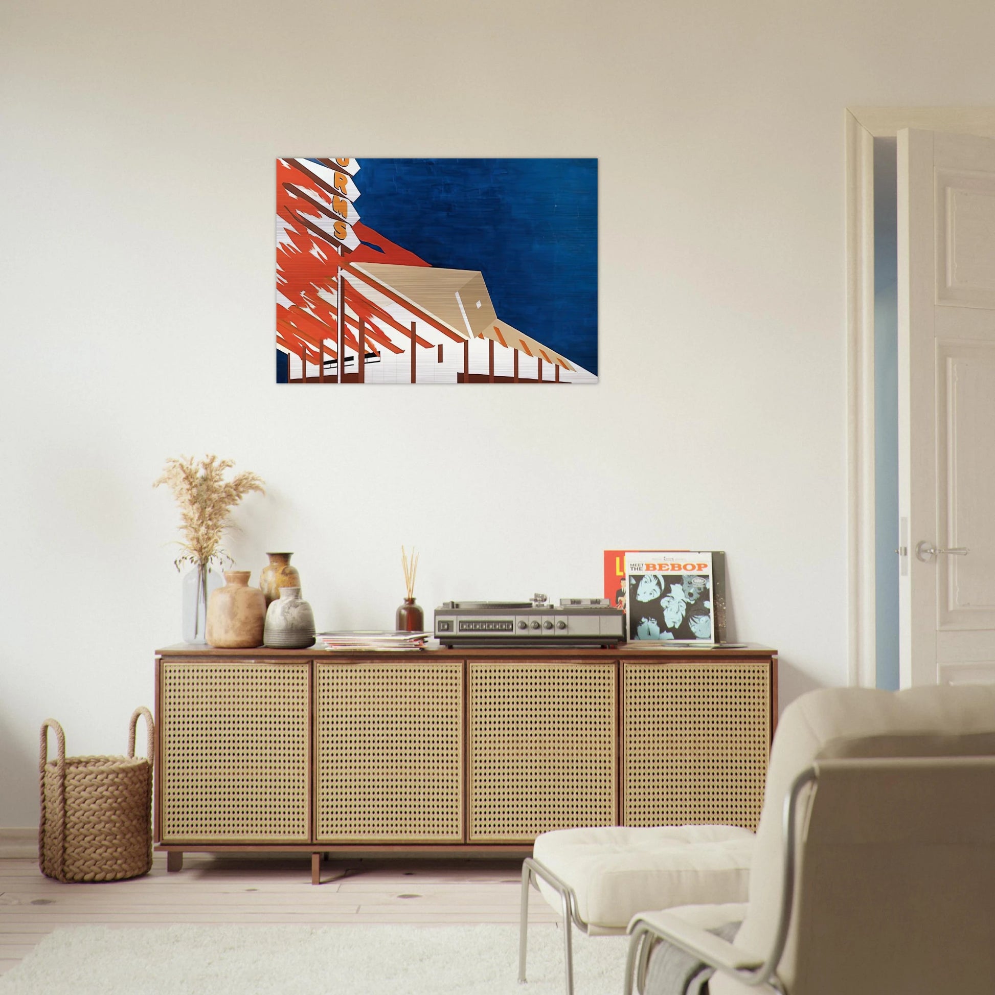 NORMS LA CIENAGA ON FIRE 1964 - Edward Ruscha Brushed Aluminum Print - 70x100 cm / 28x40 inches | Edward Ruscha Aluminum Print | Edward Ruscha Prints