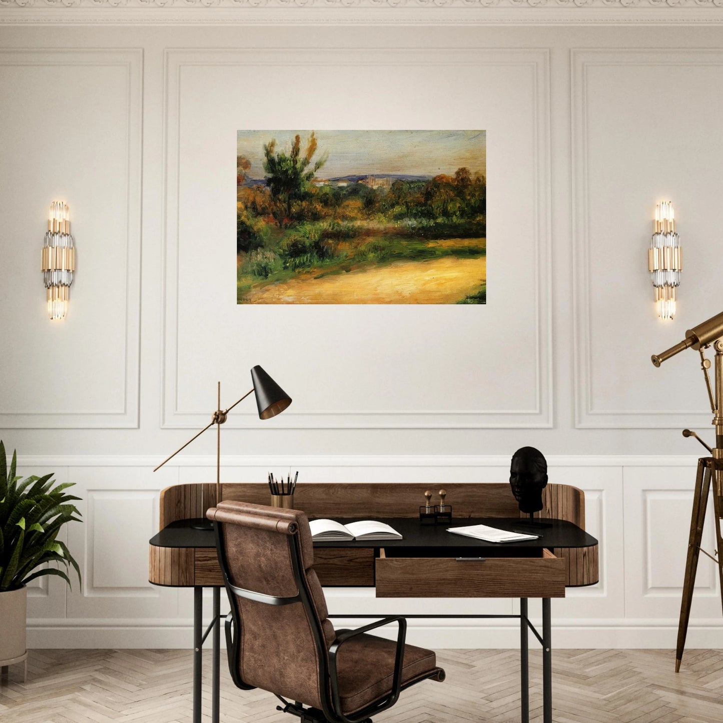 Midday Landscape - Pierre-Auguste Renoir Brushed Aluminum Print - 70x100 cm / 28x40 inches | Pierre-Auguste Renoir Aluminum Print | Pierre-Auguste Renoir Prints