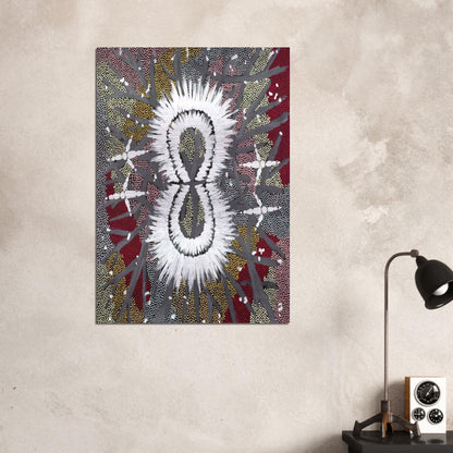 Eagle Dreaming - 1997 - Clifford Possum Tjapaltjarri Brushed Aluminum Print - 70x100 cm / 28x40 inches | Clifford Possum Tjapaltjarri Aluminum Print | Clifford Possum Tjapaltjarri Prints
