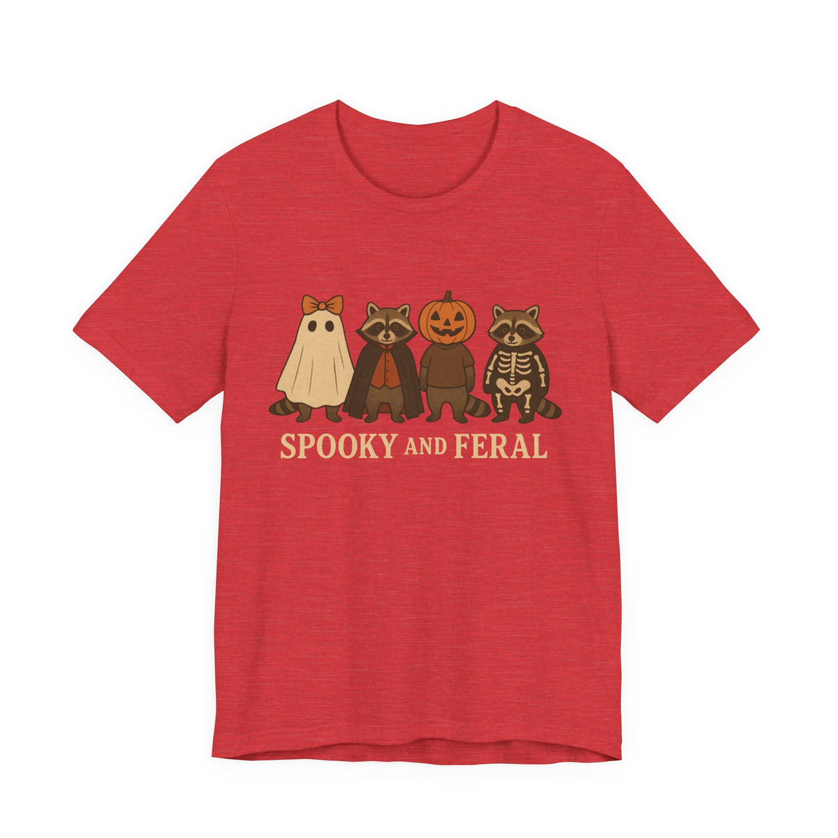 T-shirt "Raton laveur effrayant", T-shirt Halloween drôle à motifs, T-shirt vintage automne mignon, T-shirt tendance femme pour Halloween, T-shirt "Raton laveur sauvage"