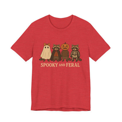T-shirt "Raton laveur effrayant", T-shirt Halloween drôle à motifs, T-shirt vintage automne mignon, T-shirt tendance femme pour Halloween, T-shirt "Raton laveur sauvage"