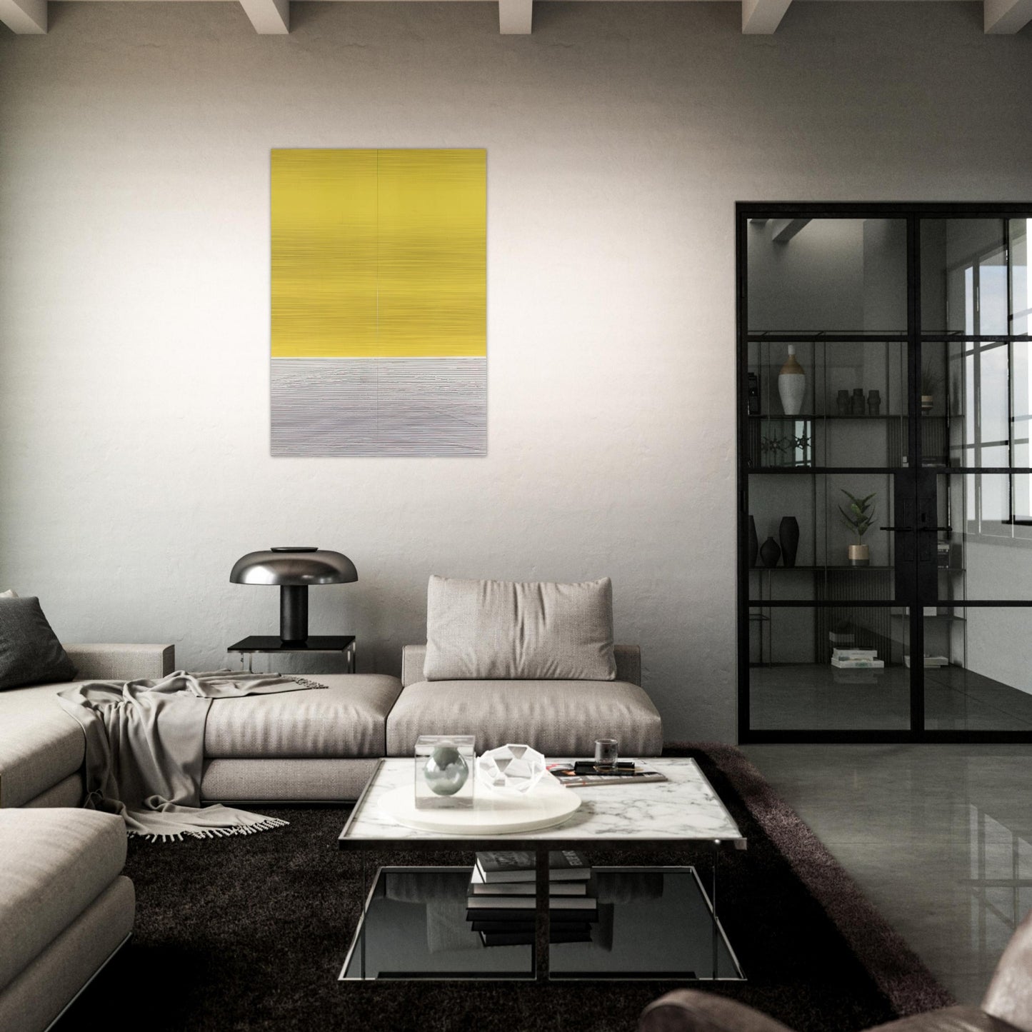 LE GRAN JAUNE - Jesus Rafael Soto Brushed Aluminum Print - 70x100 cm / 28x40 inches | Jesus Rafael Soto Aluminum Print | Jesus Rafael Soto Prints
