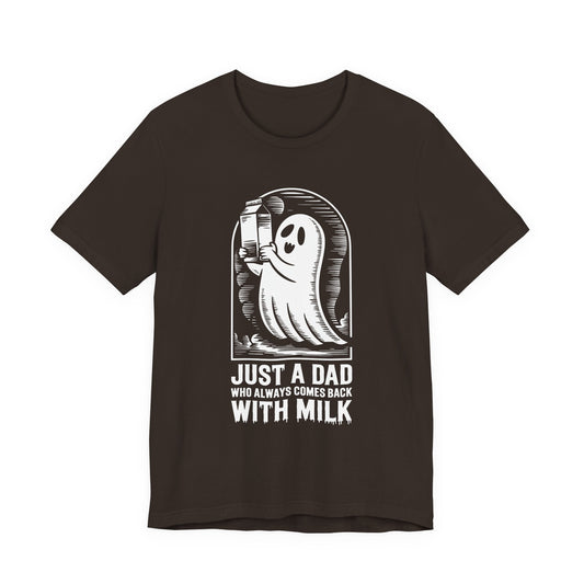 just un père qui revient toujours avec du lait t-shirt Halloween - T-shirt unisexe en jersey à manches courtes