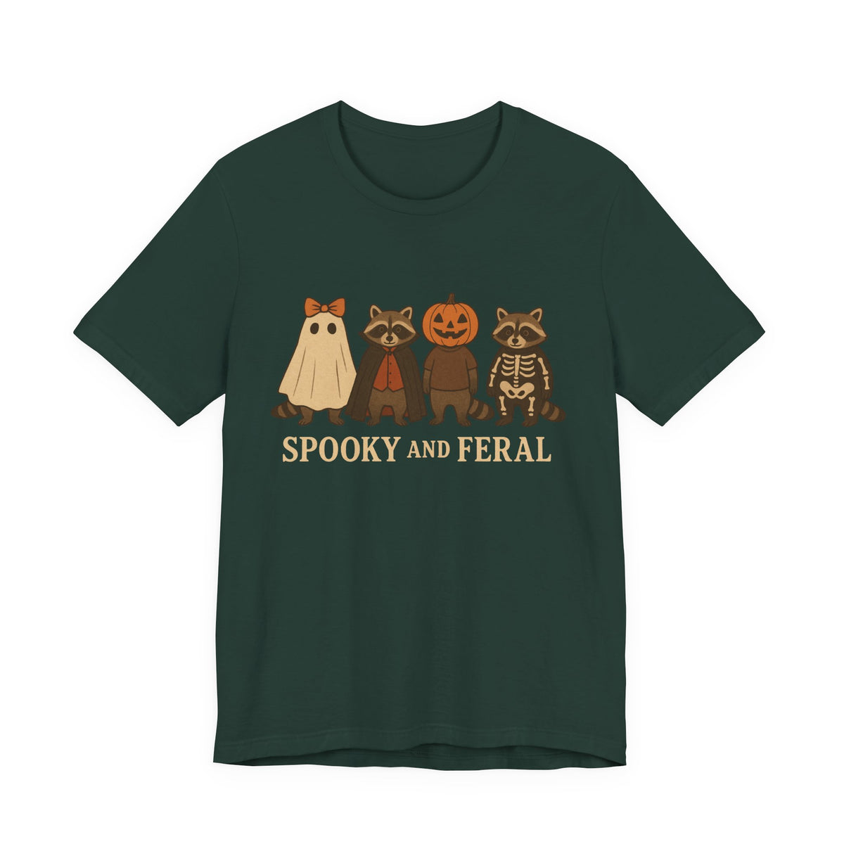 T-shirt "Raton laveur effrayant", T-shirt Halloween drôle à motifs, T-shirt vintage automne mignon, T-shirt tendance femme pour Halloween, T-shirt "Raton laveur sauvage"