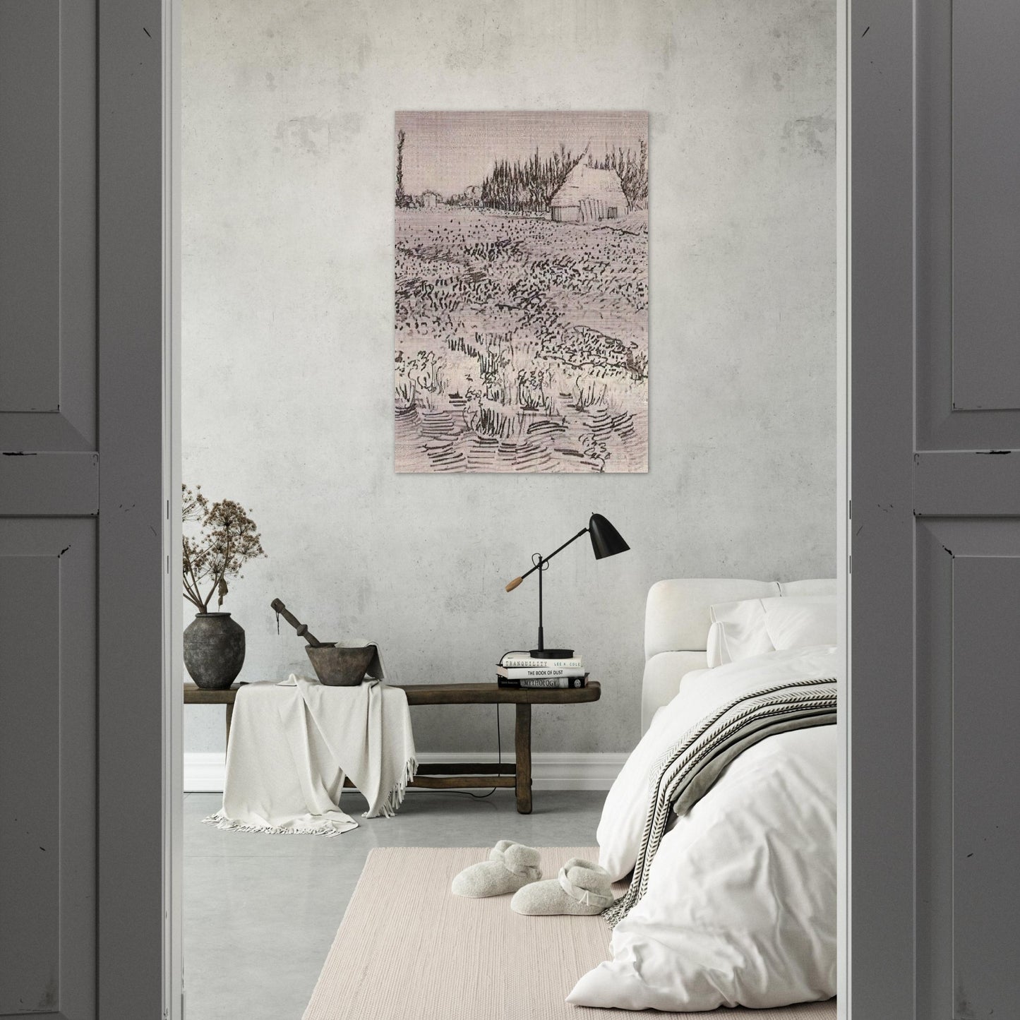 Landscape with Hut in the Camargue - Vincent van Gogh Brushed Aluminum Print - 70x100 cm / 28x40 inches | Vincent van Gogh Aluminum Print | Vincent van Gogh Prints