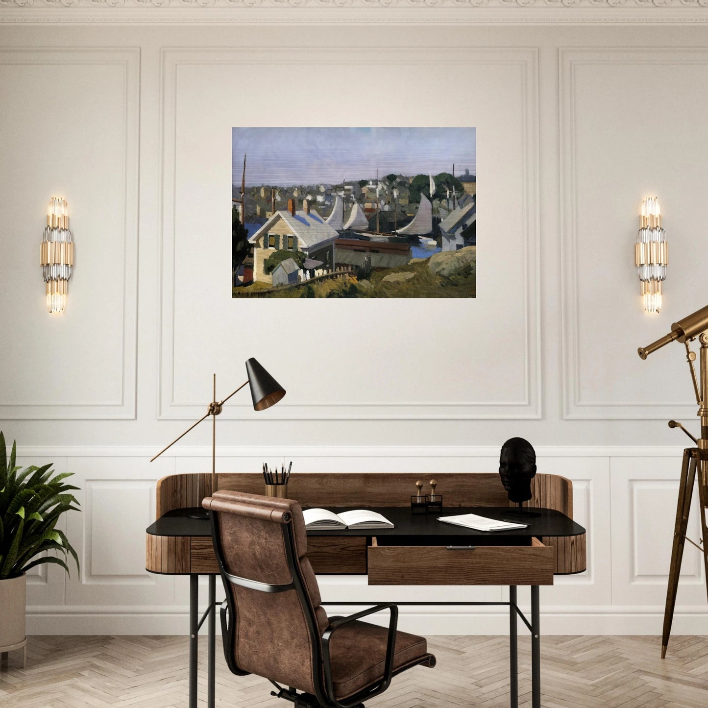 Gloucester Harbor - Edward Hopper Brushed Aluminum Print - 70x100 cm / 28x40 inches | Edward Hopper Aluminum Print | Edward Hopper Prints