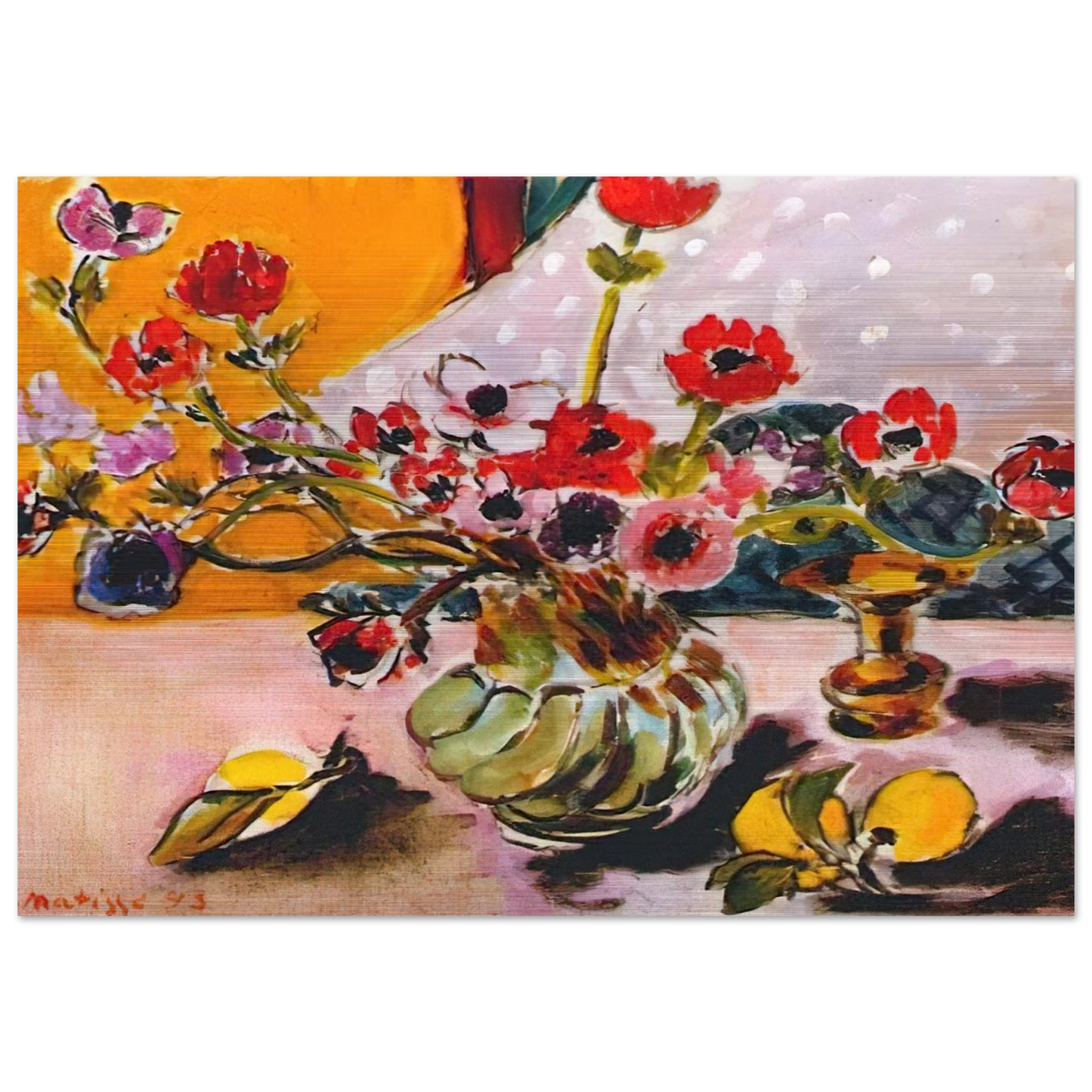 ANEMONES AND CHINESE VASE 1943 - Henri Matisse Brushed Aluminum Print - 70x100 cm / 28x40 inches | Henri Matisse Aluminum Print | Henri Matisse Prints