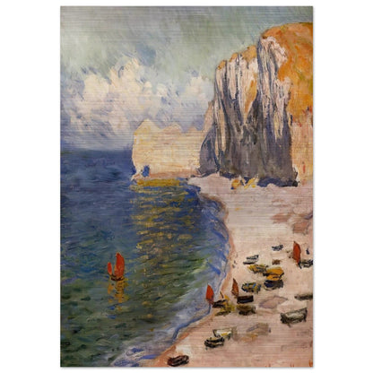 The Beach and the Falaise d'Amont - claude monet Brushed Aluminum Print - 70x100 cm / 28x40 inches | claude monet Aluminum Print | claude monet Prints