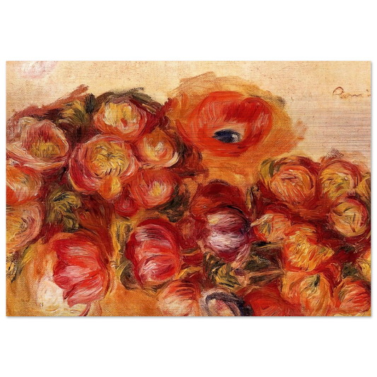 Study of Flowers Anemones and Tulips - Pierre-Auguste Renoir Brushed Aluminum Print - 70x100 cm / 28x40 inches | Pierre-Auguste Renoir Aluminum Print | Pierre-Auguste Renoir Prints
