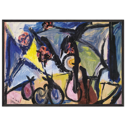 Abstract Still Life - 1950 - Walasse Ting 70x100 cm / 28x40 inches Framed Art Print – Black Wooden Frame