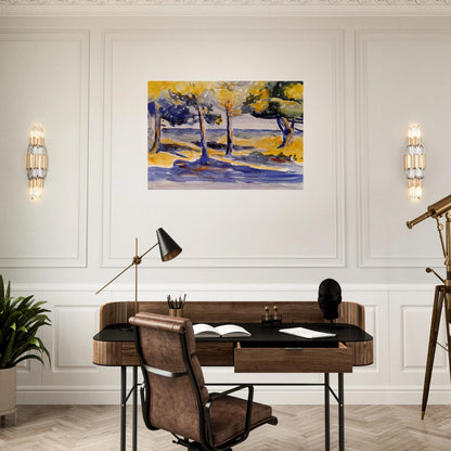 Trees by the Sea - Henri-Edmond Cross Brushed Aluminum Print - 70x100 cm / 28x40 inches | Henri-Edmond Cross Aluminum Print | Henri-Edmond Cross Prints