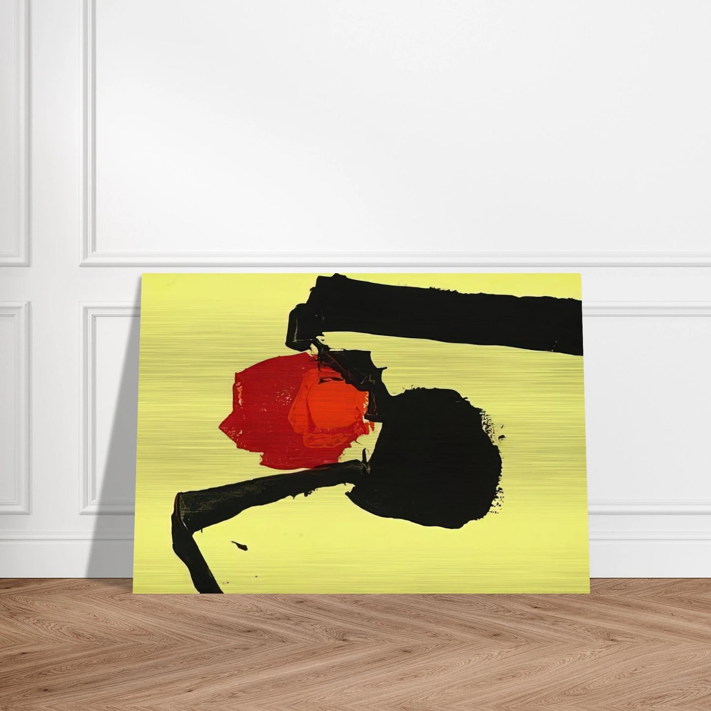 UNTITLED ABSTRACT IN YELLOW BLACK AND RED 1967 - Luis Feito Brushed Aluminum Print - 70x100 cm / 28x40 inches | Luis Feito Aluminum Print | Luis Feito Prints