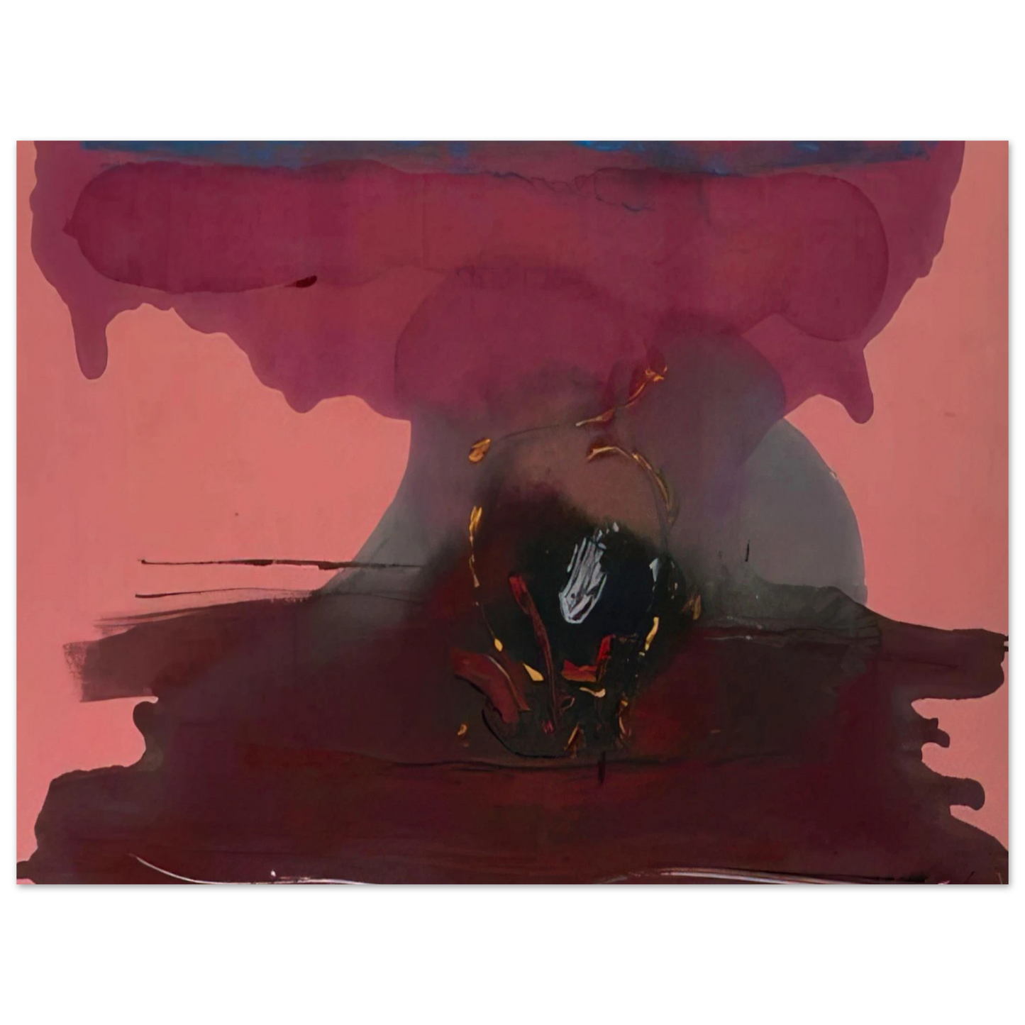 Helen Frankenthaler - Harbinger - 1986 Wall art - 13x18 cm / 5x7 inches - Premium Wooden Framed Poster With Fine Art Paper-canvas - White frame