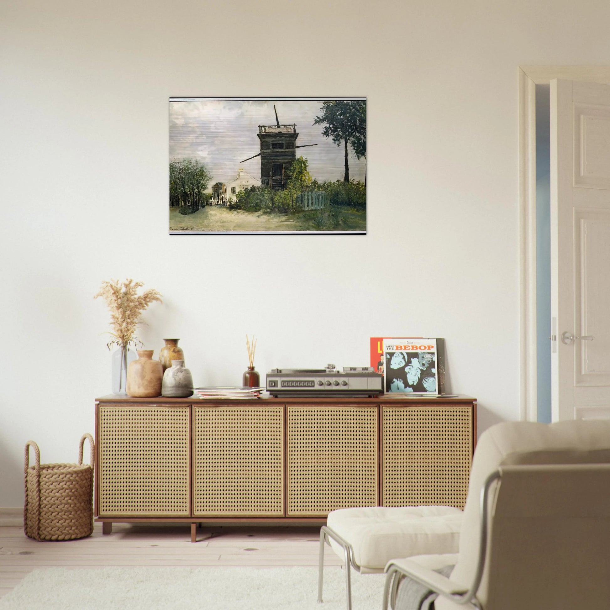 THE WINDMILL AT SANNOIS 1912 - Maurice Utrillo Brushed Aluminum Print - 70x100 cm / 28x40 inches | Maurice Utrillo Aluminum Print | Maurice Utrillo Prints