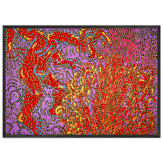 MOSES AND THE BURNING BUSH 1985 N1 - Keith Haring 70x100 cm / 28x40 inches Framed Art Print – Black Wooden Frame | Keith Haring Art For Sale
