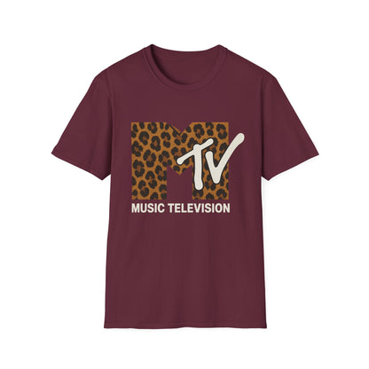 T-shirt graphique rétro MTV imprimé léopard vintage Télé musique Années 80 90 Tee-shirt de groupe unisexe Chemise rock imprimé animal