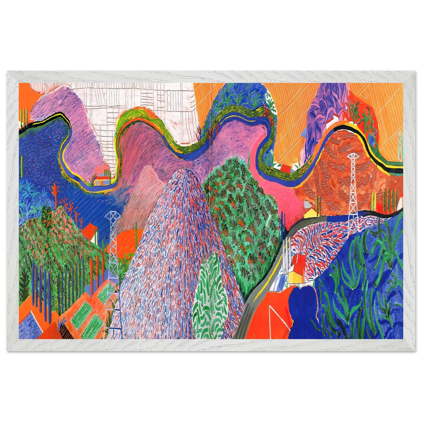 David Hockney - David Hockney Wall art - 21x29.7 cm / 8x12" - Premium Wooden Framed Poster With Fine Art Paper-canvas - White frame