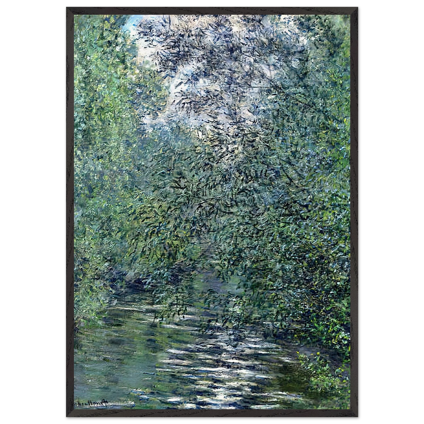 The Willows on the River - claude monet 70x100 cm / 28x40 inches Framed Art Print – Black Wooden Frame