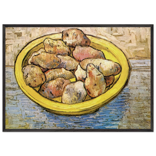 Still Life Potatoes in a Yellow Dish - Vincent van Gogh 70x100 cm / 28x40 inches Framed Art Print – Black Wooden Frame