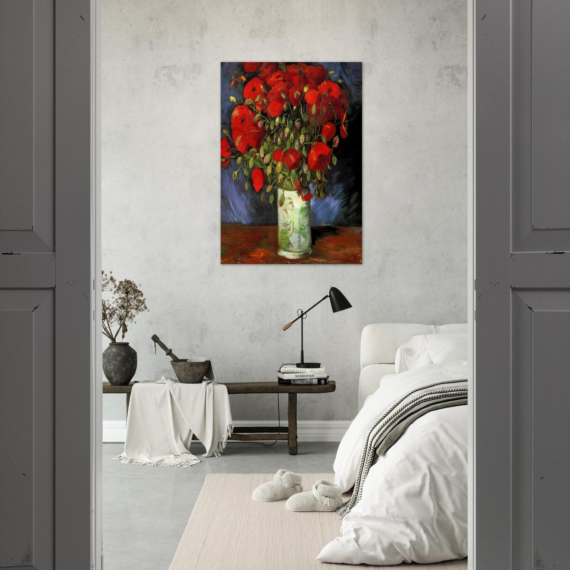 Vase with Red Poppies - Vincent van Gogh Brushed Aluminum Print - 70x100 cm / 28x40 inches | Vincent van Gogh Aluminum Print | Vincent van Gogh Prints