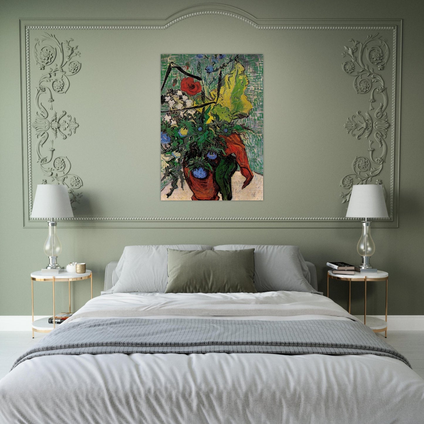 Wild Flowers and Thistles in a Vase - Vincent van Gogh Brushed Aluminum Print - 70x100 cm / 28x40 inches | Vincent van Gogh Aluminum Print | Vincent van Gogh Prints