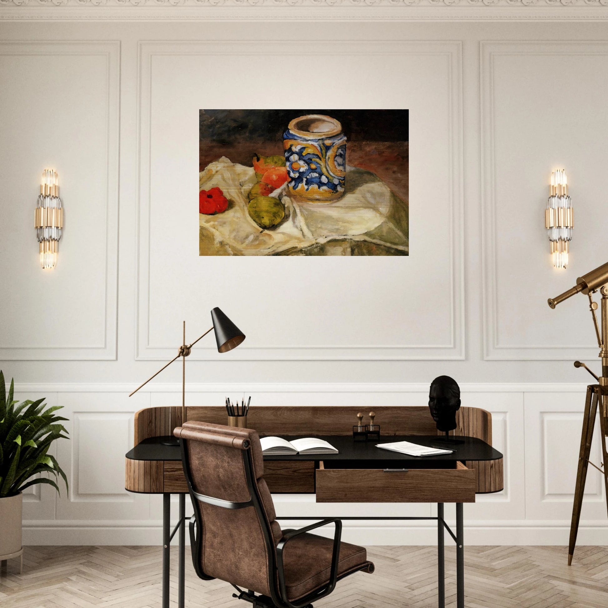 Still life with Italian earthenware jar - Paul Cézanne Brushed Aluminum Print - 70x100 cm / 28x40 inches | Paul Cézanne Aluminum Print | Paul Cézanne Prints