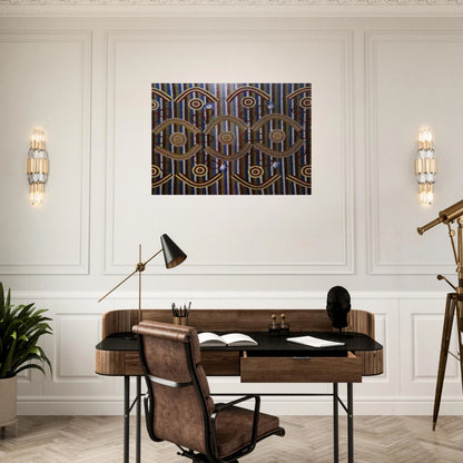 Anmatyerre Ceremonial Designs Associated with the Rockhole Site Intankangu - 1982 - Clifford Possum Tjapaltjarri Brushed Aluminum Print - 70x100 cm / 28x40 inches | Clifford Possum Tjapaltjarri Aluminum Print | Clifford Possum Tjapaltjarri Prints
