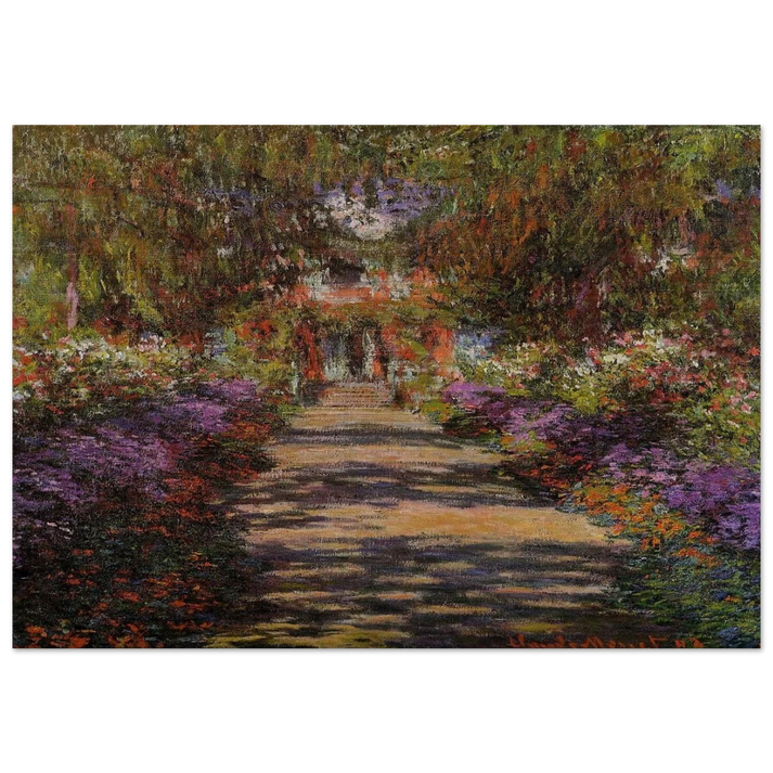 Pathway In Monets Garden At Giverny - claude monet Brushed Aluminum Print - 70x100 cm / 28x40 inches | claude monet Aluminum Print | claude monet Prints