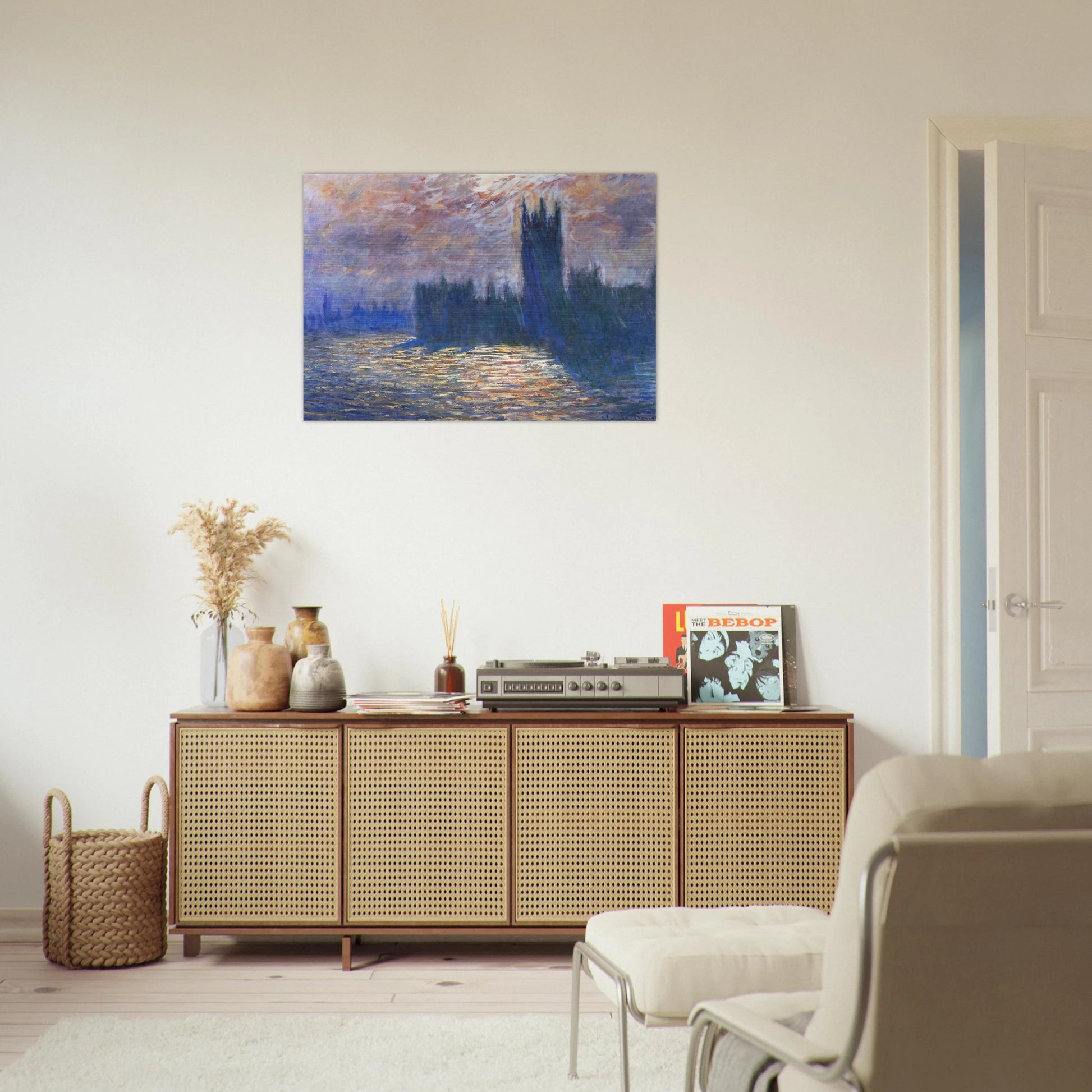 Parliament, Reflections on the Thames - claude monet Brushed Aluminum Print - 70x100 cm / 28x40 inches | claude monet Aluminum Print | claude monet Prints
