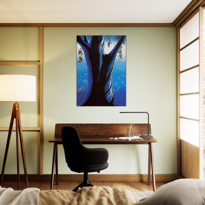 Blue Pine - Eyvind Earle Brushed Aluminum Print - 70x100 cm / 28x40 inches | Eyvind Earle Aluminum Print | Eyvind Earle Prints