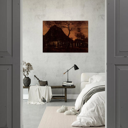 Cottage with Trees - Vincent van Gogh Brushed Aluminum Print - 70x100 cm / 28x40 inches | Vincent van Gogh Aluminum Print | Vincent van Gogh Prints