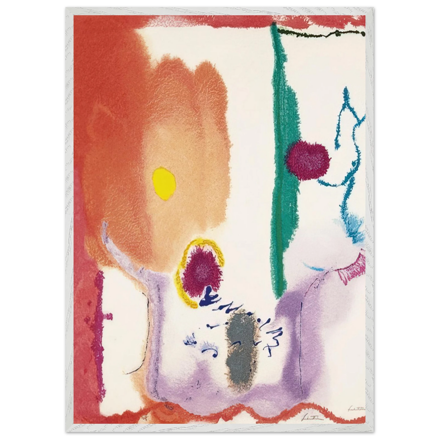 Helen Frankenthaler - Beginnings - 2002 Wall art - 30x40 cm / 12x16 inches - Premium Wooden Framed Poster With Fine Art Paper - White frame