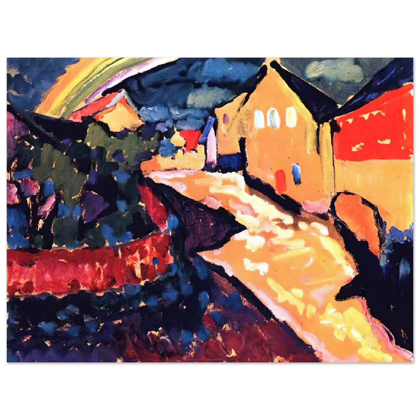 Wassily Kandinsky - MURNAU WITH RAINBOW 1909  75x100 cm / 30x40inches Fine Art Poster