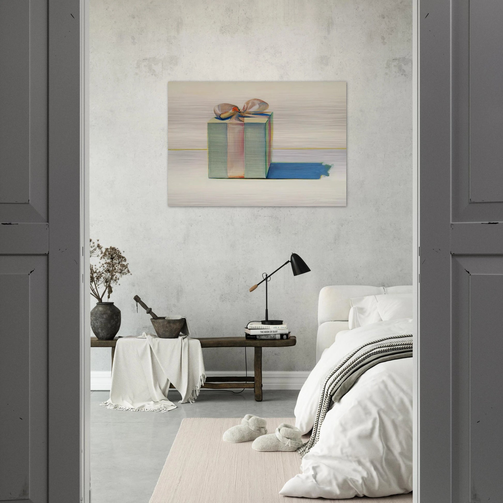 Gift Box - 1971 - Wayne Thiebaud Brushed Aluminum Print - 70x100 cm / 28x40 inches | Wayne Thiebaud Aluminum Print | Wayne Thiebaud Prints