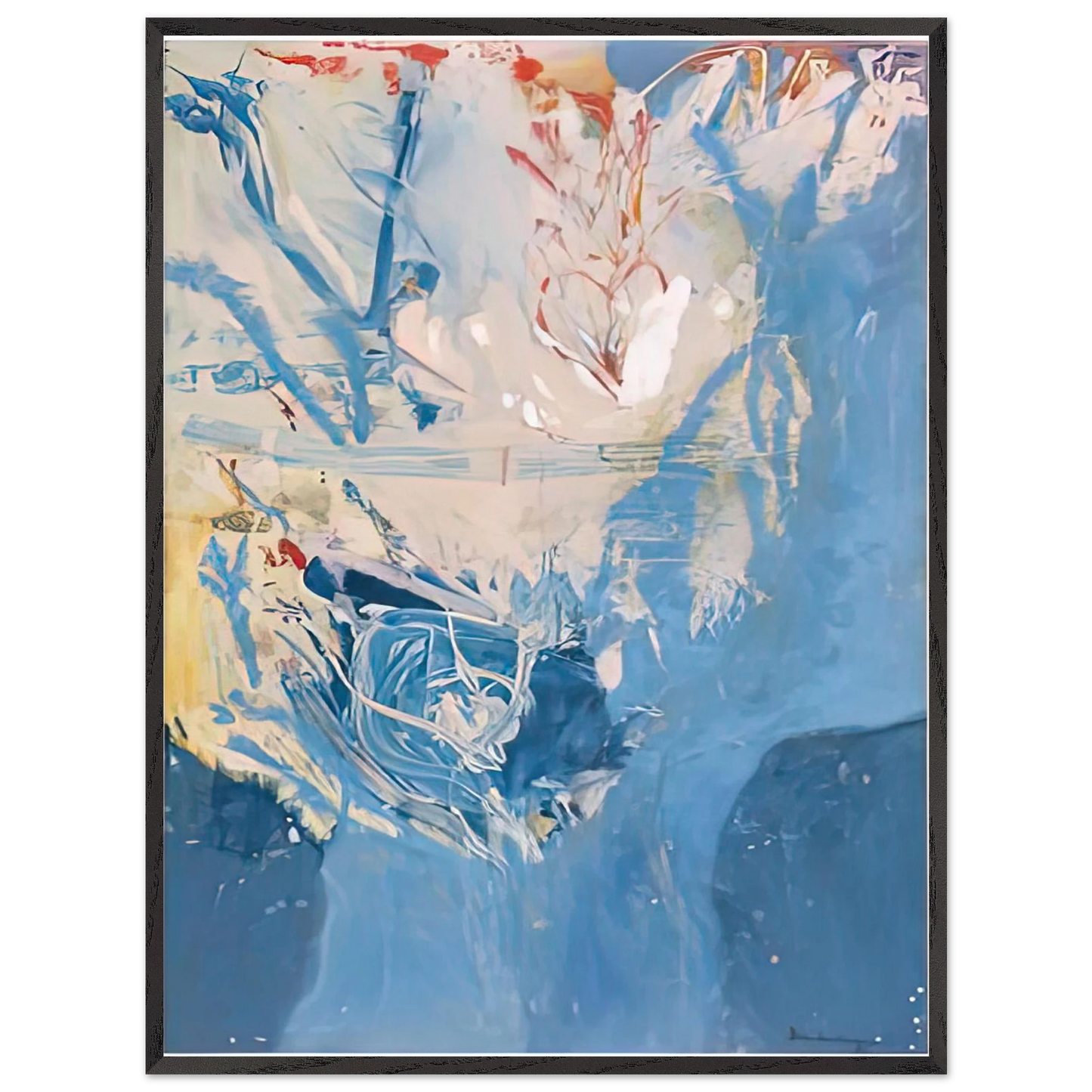 Helen Frankenthaler - Blue Territory, 1955- Wall Art - 21x29.7 cm / 8x12" - Premium Wooden Framed Poster With Fine Art Paper-canvas - Wood frame