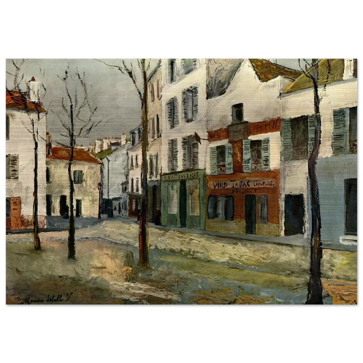 SQUARE TERTRE ON MONTMARTRE 2 - Maurice Utrillo Brushed Aluminum Print - 70x100 cm / 28x40 inches | Maurice Utrillo Aluminum Print | Maurice Utrillo Prints