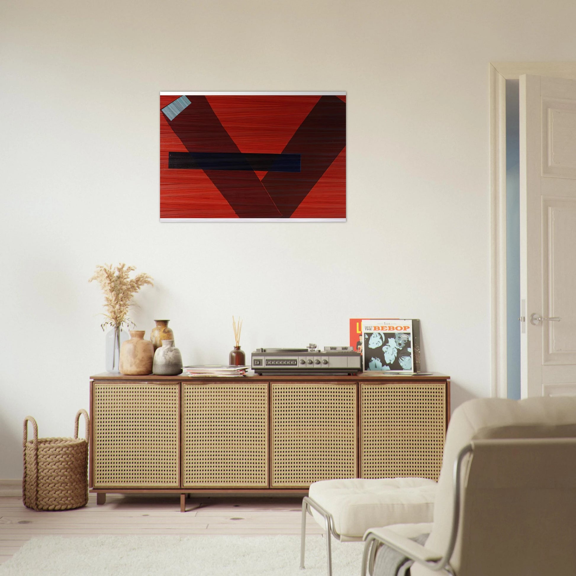 Blue Line - Sam Gilliam Brushed Aluminum Print - 70x100 cm / 28x40 inches | Sam Gilliam Aluminum Print | Sam Gilliam Prints