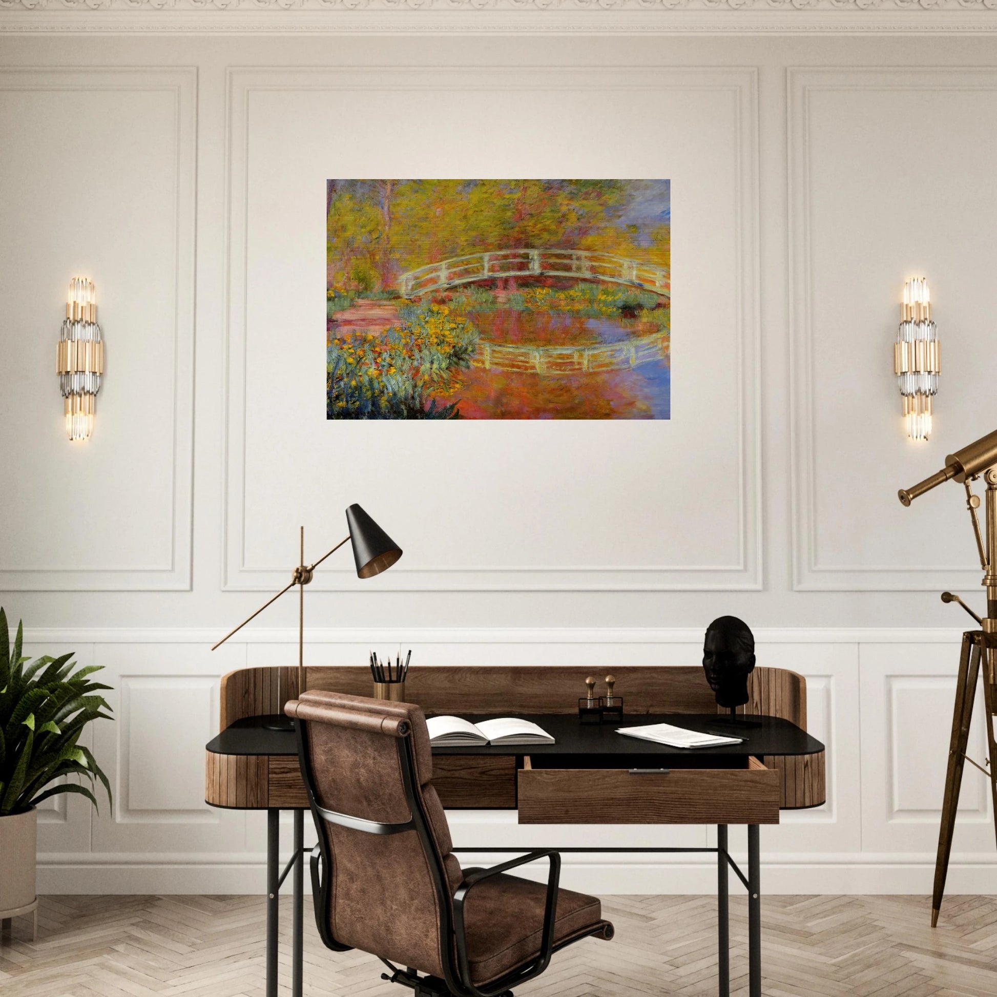 The Japanese Bridge The Bridge in Monet's Garden - claude monet Brushed Aluminum Print - 70x100 cm / 28x40 inches | claude monet Aluminum Print | claude monet Prints