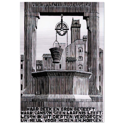 EMBLEMATA WELL - MC Escher Brushed Aluminum Print - 70x100 cm / 28x40 inches | MC Escher Aluminum Print | MC Escher Prints