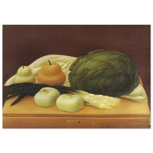 KITCHEN TABLE - Fernando Botero Brushed Aluminum Print - 70x100 cm / 28x40 inches | Fernando Botero Aluminum Print | Fernando Botero Prints