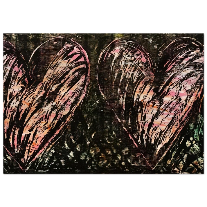 TWO HEARTS IN A FOREST 1981 - Jim Dine Brushed Aluminum Print - 70x100 cm / 28x40 inches | Jim Dine Aluminum Print | Jim Dine Prints