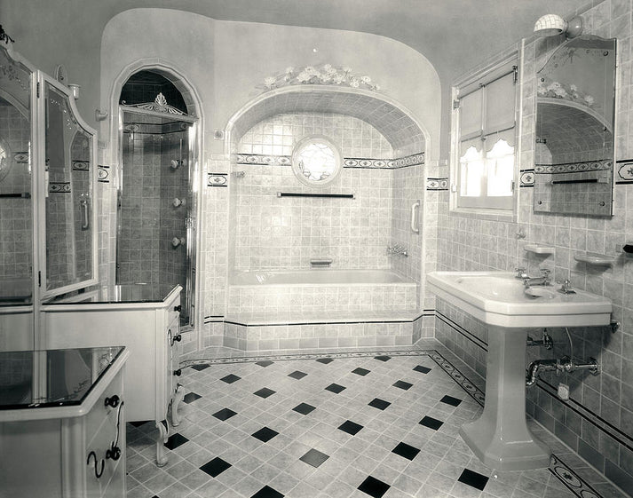 1920s Bathroom Art Print: Upscale Tiled Interior | RedKalion