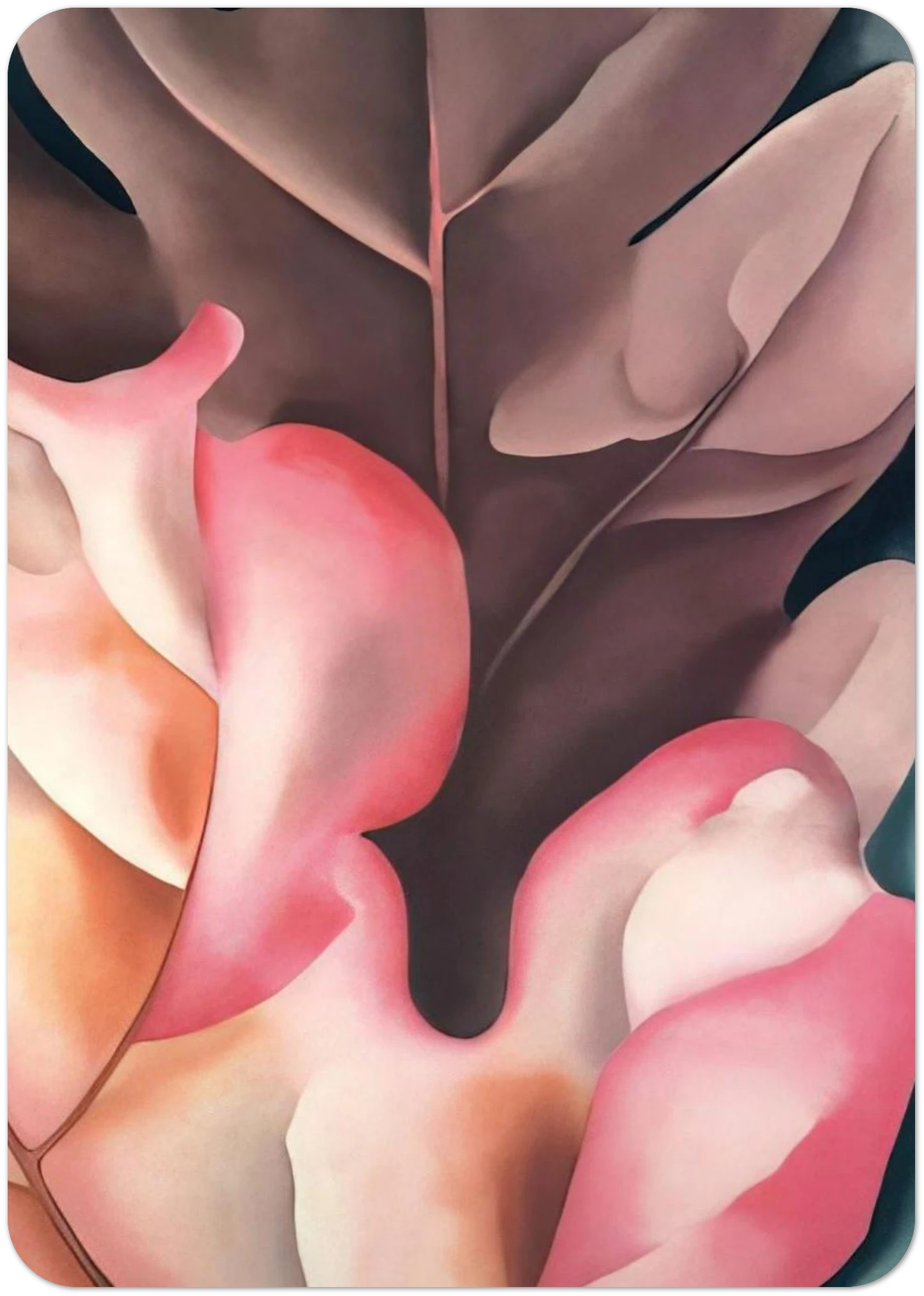 Oak Leaves Pink and Grey By Georgia O'Keeffe Pack of 10 Post Cards | Georgia O'Keeffe Post Cards | A6 (10.5 x 14.8 cm) - 4.1 x 5.8 inches