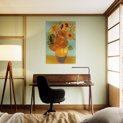 Still Life Vase with Twelve Sunflowers - Vincent van Gogh Brushed Aluminum Print - 70x100 cm / 28x40 inches | Vincent van Gogh Aluminum Print | Vincent van Gogh Prints