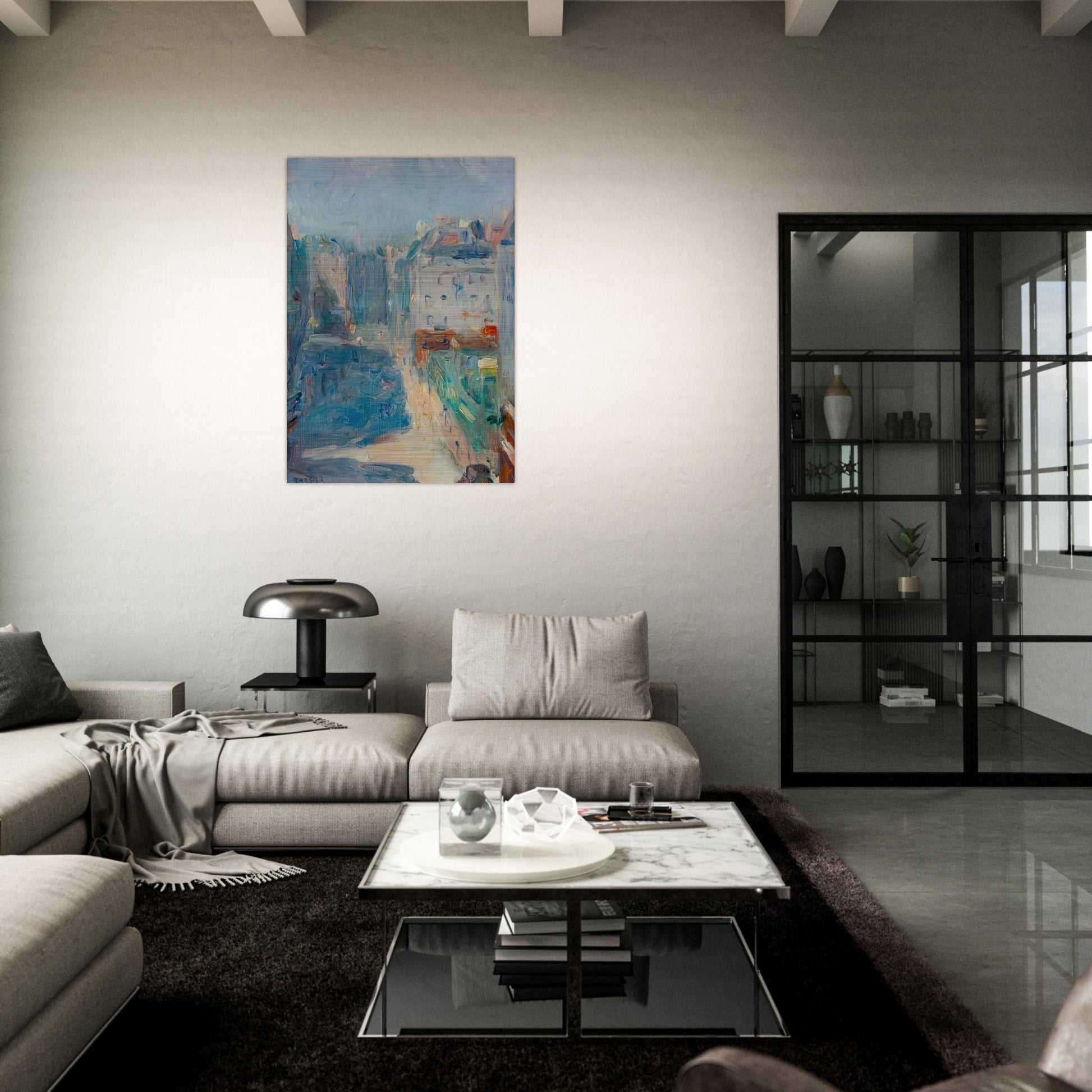 View of the Paris Hotel - Tarsila do Amaral Brushed Aluminum Print - 70x100 cm / 28x40 inches | Tarsila do Amaral Aluminum Print | Tarsila do Amaral Prints