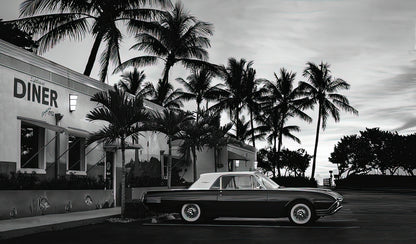 1950 T-Bird Art Print | Classic Car & Diner Scene | RedKalion