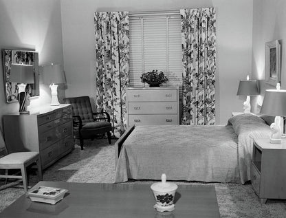 1950s Bedroom Art Print | Mid-Century Interior Design | RedKalion