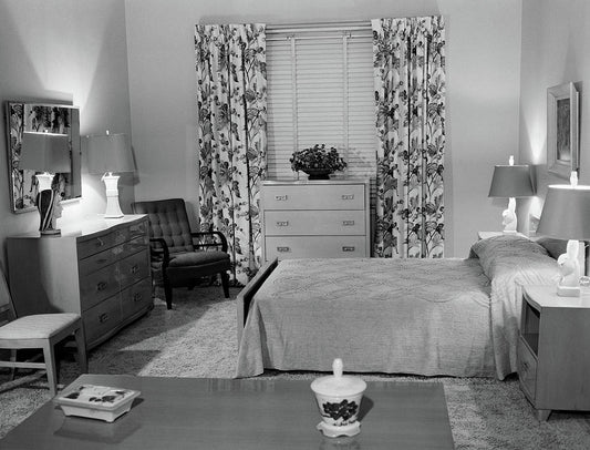1950s Bedroom Art Print | Mid-Century Interior Design | RedKalion